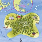 Karte von Firefly Island mit Orten wie Firefly Lodge, Alte Scheune und Hangar, umgeben von Wald und Atlantischem Ozean.