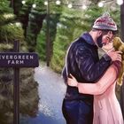 Text in roter Schrift: "ZWISCHEN SCHNEESTÜRMEN, FEHLGELEITETEN ROMANTISCHEN INTRIGEN UND GESTOHLENEM WEIHNACHTSBAUMSCHMUCK".  
Beschreibung: Hellblauer Hintergrund mit Tannenzweigen.