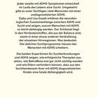 "WENN ADHS SÜCHTIG MACHT:" Der Text behandelt die Verbindung zwischen ADHS und Sucht sowie Therapieansätze.