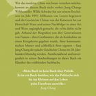 Ein grüner Hintergrund mit einem fliegenden Vogel. Zitate von Jung Chang über ein Buch, das Chinas Geschichte beleuchtet. ISBN unten.