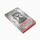 "EDGAR ALLAN POE HORROR Die besten Geschichten" Titelei. Sanduhr mit Totenkopf-Illustration auf einem grauen Buchumschlag.