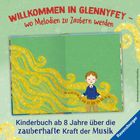 „Willkommen in Glennyfey – wo Melodien zu Zaubern werden“, Kinderbuch ab 8, zauberhafte Kraft der Musik, Ravensburger Logo.