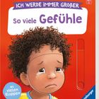 Text: "Ich werde immer größer, So viele Gefühle, Mit vielen Klappen." Illustration: Kind mit weinendem Gesichtsausdruck.