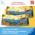 Ein Buch mit Enten und Fischen, „Mit Drehscheiben, Klappen und Schiebern“, ab 18 Monaten. Für kleine Tier-Fans.