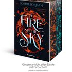 "Gesamtansicht aller Bände mit Farbschnitt. A FIRE IN THE SKY von Sophie Jordan. Feuerschwur-Chroniken. Ravensburger."