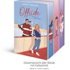 "Offside - Rules of the Game" von Avery Keelan. Zwei Figuren in Hockey-Pullovern stehen nahe einer Eisfläche.