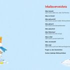 Inhaltsverzeichnis mit Kapiteln über Advent, Weihnachtsmarkt, Deko, Backen, Plätzchen, Eile, Geschenke und Weihnachtslieder. Links Illustration eines Schafs mit Mütze und Schild "Das ist für dich!".