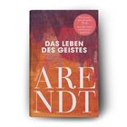 Buchtitel „Das Leben des Geistes“ von Hannah Arendt, mit farbiger, abstrakter Hintergrundgestaltung in Orange und Rot.
