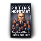 „PUTINS HOFSTAAT. Angst und Gier in Russlands Elite.“ Illustration: Matroschka-Puppen mit ernstem Gesichtsausdruck.