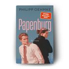 Text: "Philipp Oehmke, Papenburg, SPIEGEL Bestseller-Autor, Roman, Piper." Illustration: Zwei Personen, eine Frau, ein Mann.