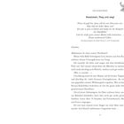 OUVERTÜRE. Kieselstein, flieg und sieg! Gedicht über Wünsche zu groß werden. Illustration: Blume. Textausschnitt einer Erzählung.