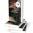 "KALEB ERDMANN DIE AUSWEICHSCHULE ROMAN" auf einem Buchcover, zeigt ein Treppenhaus mit Ziegelwänden und großem Fenster.