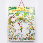 "Pixi Adventskalender" in roten Buchstaben. Bunte Winterillustration mit Tieren, Zahlen und Dekorationen.