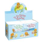 Text: "Die kleine Spinne Widerlich". Illustration: Eine niedliche Spinne auf einem Blatt in einem blauen Schaukasten.