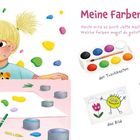 "Meine Farben. Heute wird es bunt! Jette malt mit ihren Lieblingsfarben. Welche Farben magst du gern?" Eine fröhliche Illustration.