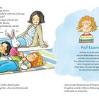 Achtsames Atmen. Achtsam zu atmen kann helfen, ruhiger zu werden und sich selbst besser zu spüren. Illustration: Kinder und Kuscheltiere liegen entspannt auf dem Boden.