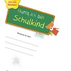 "Diese Schultüte ist ein Geschenk von: Hurra, ich bin Schulkind. Wünsche für dich: Mit Texten von Christine Mildner und Bildern von Sabine Rothmund. Rätselspaß und viele Sticker!" Illustration mit Fuchsfigur.