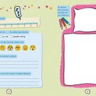 Tagesbericht: Schlafdauer, Traumbewertung mit Emojis, Lieblingsbettwäsche, Platz für beste und schlechte Träume. Fröhliches Design.