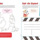 "In der Maske", "Halt die Klappe!", "DOCH! DOCH! DOCH!", "Einfach mal die Klappe halten!", "So wird's gemacht:" Illustration mit Einhörnern, Make-up und Regieklappe.