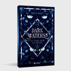 „Dark Waters“, „Fae lieben nicht. Fae fressen“. Blaues Cover mit floralen Mustern und einem Käfig-Design.