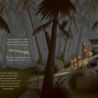 Text: Unheimliches Knurren hallt durch den Wald: Urrrrrrgh! Lilly klammert sich an Udos Arm. Illustration eines Waldes.