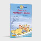 Der Text "Ein supertoller Urlaub!" ist in blauer Schrift. Rechts oben ist eine gezeichnete, lächelnde Sonne.