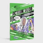 Comic mit dem Titel "Action Dude" von Andy Riley, Untertitel "Stress im All". Illustration mit Weltraumfiguren.
