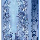 Keine erkennbaren Texte. Blaues Motiv mit verspiegeltem Wasserwirbel und geometrischen Mustern auf einem Buchcover.