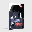 Text: "Cold as BLUE & Aggressive as RED", "5", "tomomi", "HAYABUSA". 
Illustration: Zwei Personen in enger Umarmung.