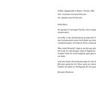 E-Mail, abgeschickt in Miami, Florida, USA. Von: mortimer.morrison@fly.com. An: teacher-mary@mail.com. Nachricht über Tiere und Schulball.