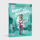 „Einfach lesen lernen. Horst von Haartoll. Eine Detektivgeschichte.“ Illustration: Detektiv in pink.
