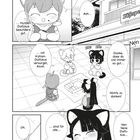 Comic mit katzenartigen Charakteren, die Daifukus essen. Sie danken Azuki für die Versorgung. Dialoge drücken Zufriedenheit aus.