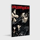 Titel: KAGURABACHI. Autor: Takeru Hokazono. Band 07. Illustration von drei Figuren mit Waffen und entschlossener Miene.