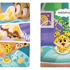 Texte: "CRRR", "CRRRAAC", "PAF", "MARSUPILAMI!", "HUBA!". Ein gelbes Wesen schlüpft aus einem Ei, Kinder schauen zu.