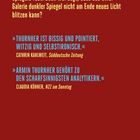 Oben gelber Text: Zitat über Stefan Zweig und Armin Thurnhers Buch. Unten blaue Zitate über Thurnher. Hintergrund rot.