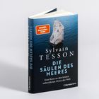 Buchtitel: "Die Säulen des Meeres" von Sylvain Tesson. Cover zeigt einen Felsen im Meer.