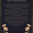 Stell keine Fragen. Befolge deine Befehle. Respektiere deine Herren. Aber vor allem: Liebe niemanden. Verzierungen und Blumen.