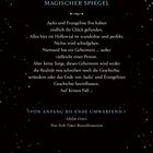 Titel: "Es waren einmal... ein Mädchen und ein magischer Spiegel." Text über ein Geheimnis und Glück im Hollowtal.