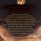 Text: "In einer Welt, in der Auffallen Gefahr bedeutet, ist es nicht leicht, anders zu sein ...". Illustration: Jugendliche mit entschlossenem Blick, Abenteuerstimmung.