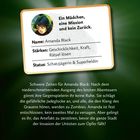 Text über Amanda Black, ihre Fähigkeiten und Mission, gefolgt von einem spannenden Abenteuer mit einer mystischen Bedrohung.