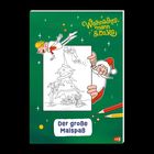 "Der große Malspaß" steht unten. Ein illustriertes Cover mit Weihnachtsmann und Elfen vor grünem Hintergrund.
