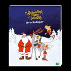 Texte: "Weihnachtsmann & Co. KG" und "Wo ist Rudolph?". 

Illustration mit Weihnachtsmann, Rentier, Kindern, Elfen im Schnee.