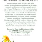 Zitat: „Ich mag all das, was dich zum Ungeheuer macht.“ Text über Valerie, die nach New York flieht. Verzierungen aus Dornen.
