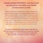 Text: "UNBERECHENBAR. EXPLOSIV. UNAUFHALTSAM: DIE GESCHICHTE VON NICK UND NOAH IST NOCH NICHT ZU ENDE." Hintergrund: Orangefarbene Wolken.