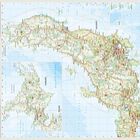 Die Karte zeigt Japan mit Regionen Kyushu und Shikoku, Gebirgen, Städten und Ozeanen.