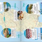 "5 PERFEKTE TAGE - VIEL ERLEBEN IN KÜRZER ZEIT" steht links. Eine Karte zeigt eine Reiseroute mit Fotos und Beschreibungen.