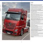Impressum links, Inhalt rechts. Bild eines roten Lastwagens, Mercedes-Logo vorne. Der TRUCK fährt auf einer Straße.