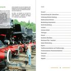Links: Erklärung der Lokomotiven-Kennzeichnung. Rechts: Inhaltsverzeichnis. Bild zeigt Dampfloks mit Kind.