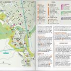 Eine Karte von Ronda, Sehenswürdigkeiten und Aktivitäten gelistet; Orte zum Essen und Einkaufen; berühmte Gäste erwähnt.