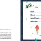 Inhalt: Rätsel 4, Lösungen 165, Spielanleitungen 180, Spielvorlagen 181. Illustration mit Eiscreme und Fotos.